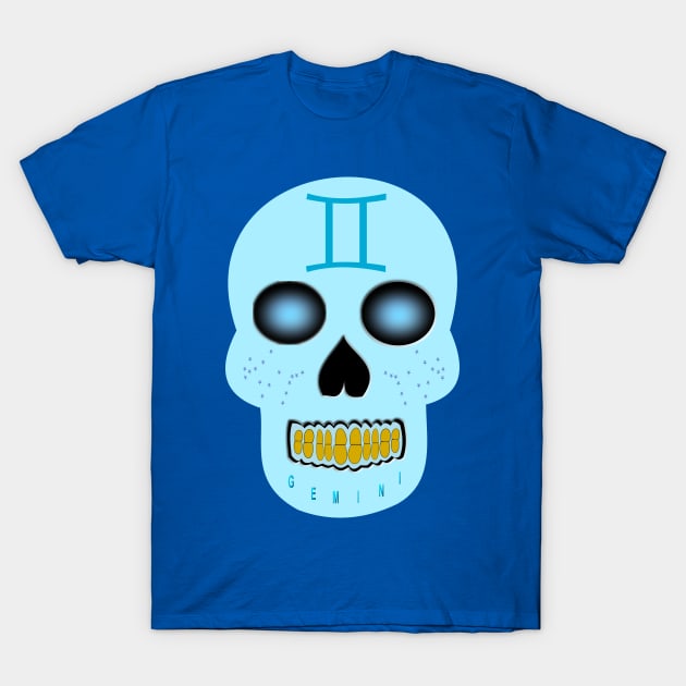 Star Sign Skull Gemini T-Shirt by Krystal Raven